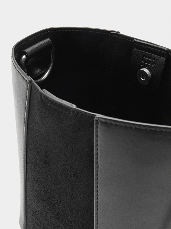 Kontrast Dokulu Bucket Çanta