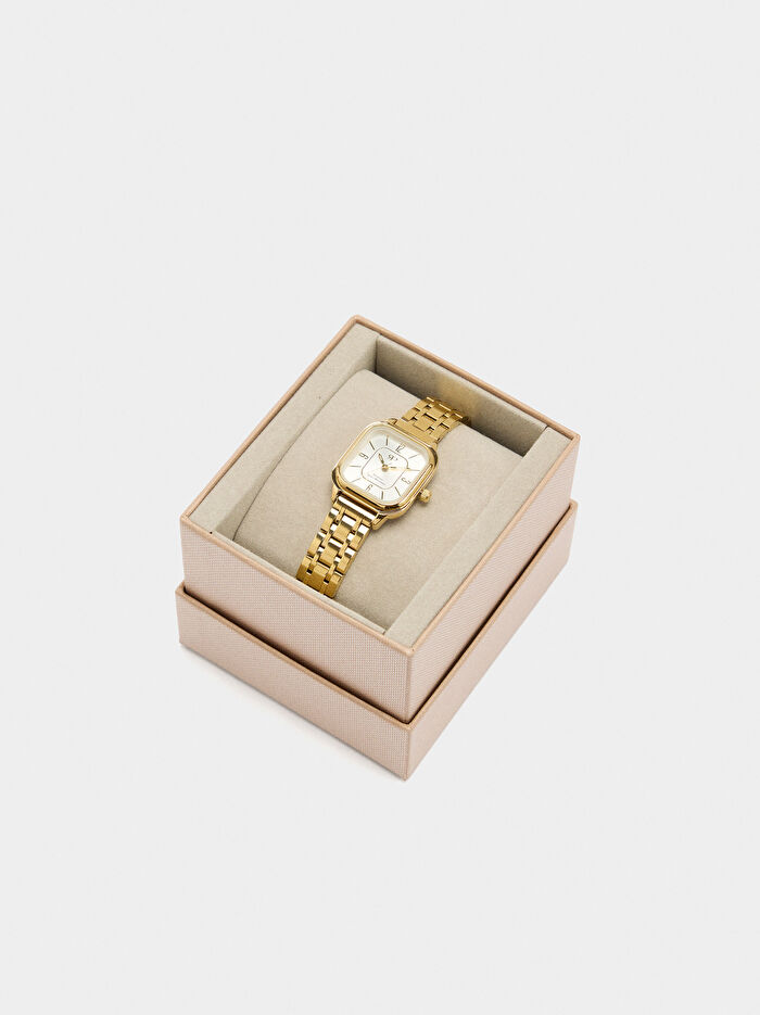 Paslanmaz Çelik Kordonlu Kare Saat