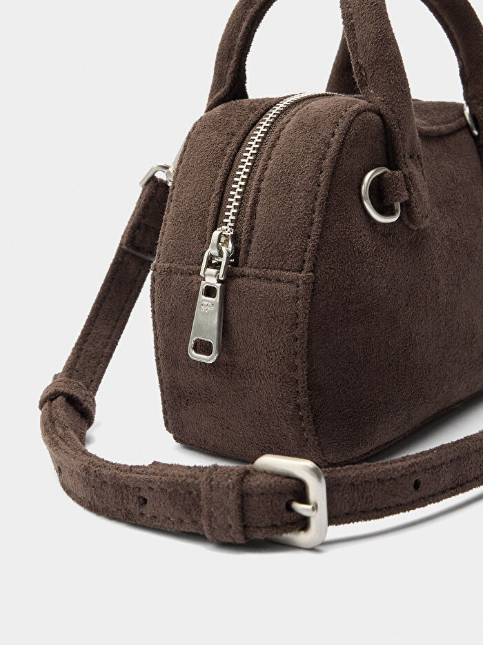 Deri Efektli Mini El Çantası