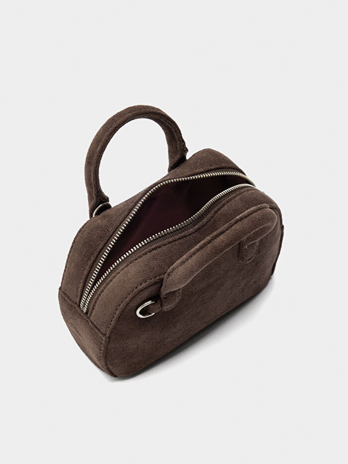 Deri Efektli Mini El Çantası