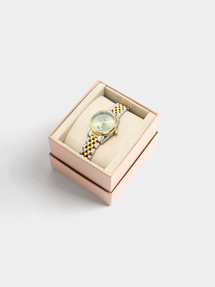 Paslanmaz Çelik Kordonlu Yuvarlak Saat