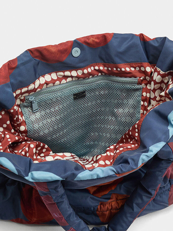 Desenli Teknik Kumaş Shopper Çanta