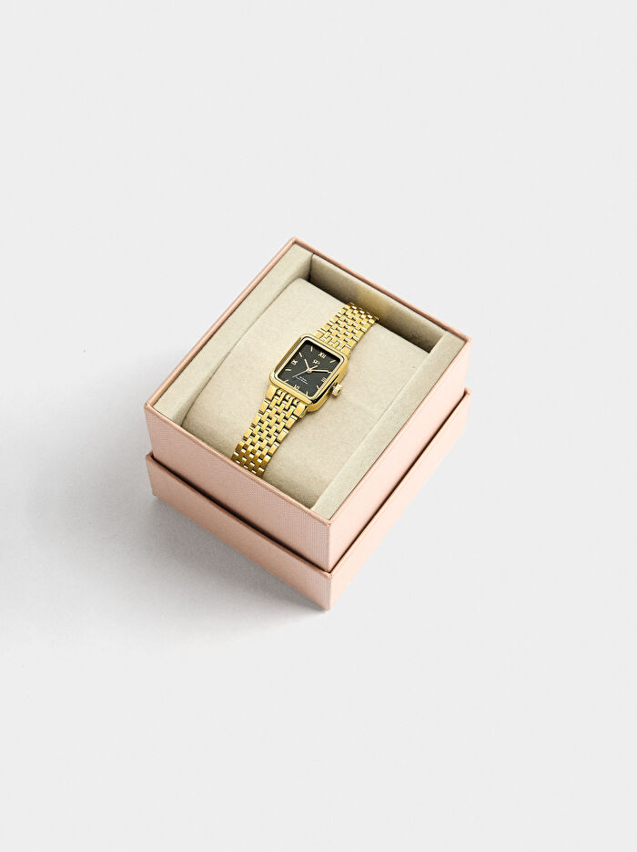 Paslanmaz Çelik Kordonlu Kare Saat