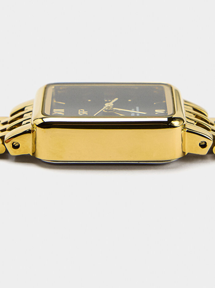 Paslanmaz Çelik Kordonlu Kare Saat