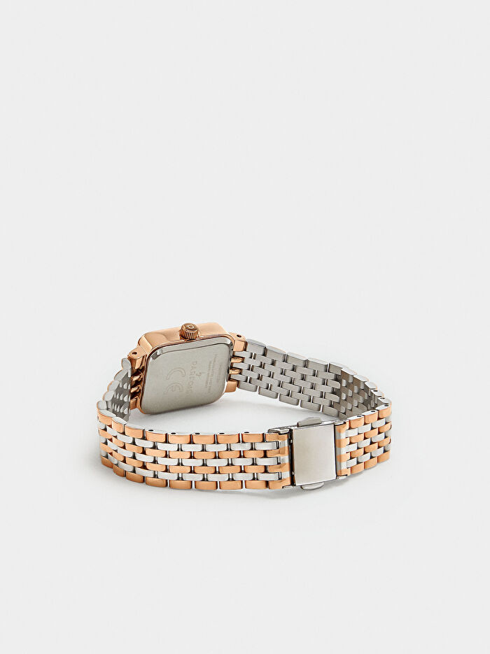 Paslanmaz Çelik Kordonlu Kare Saat