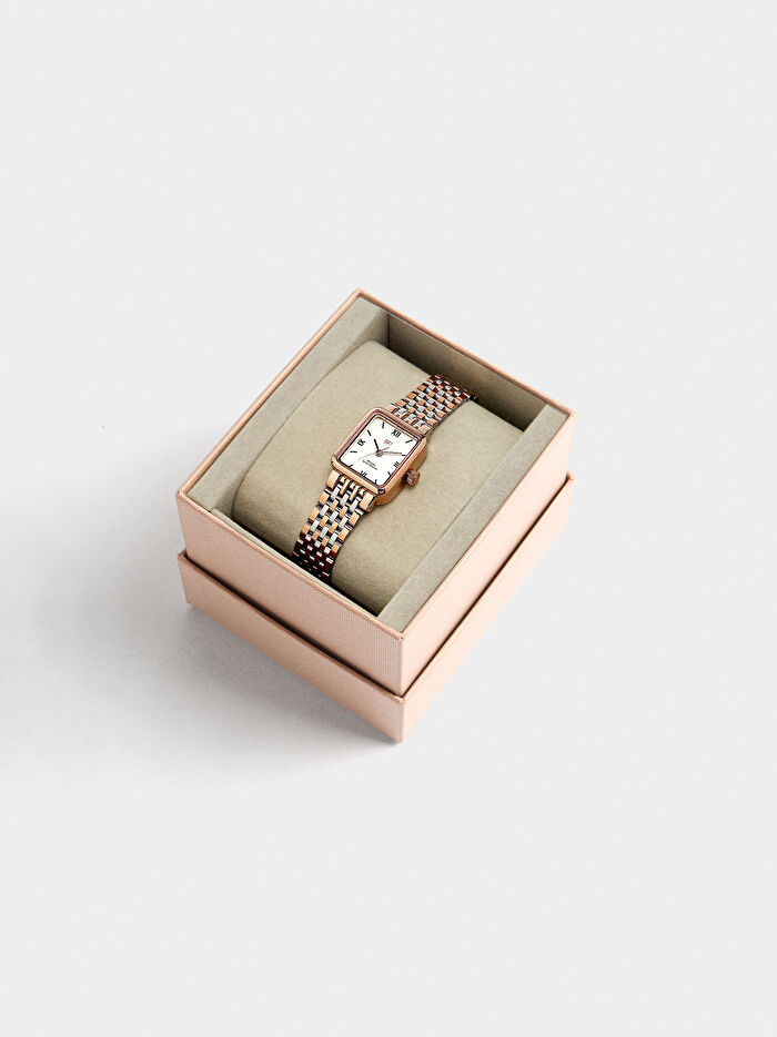 Paslanmaz Çelik Kordonlu Kare Saat