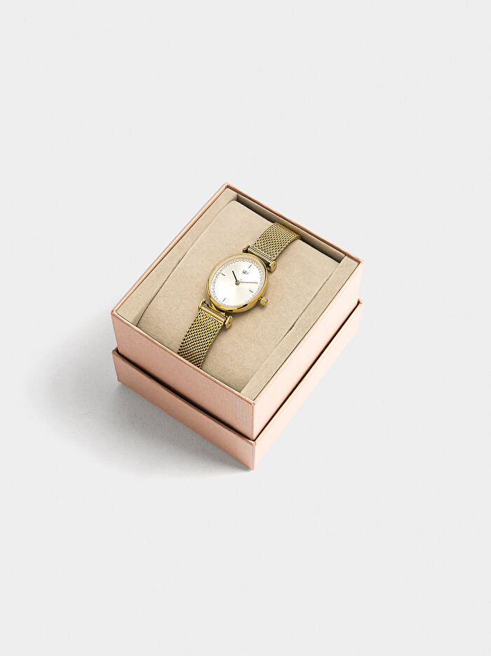 Paslanmaz Çelik Kordonlu Oval Saat