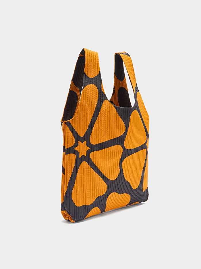 Çiçek Desenli File Çanta