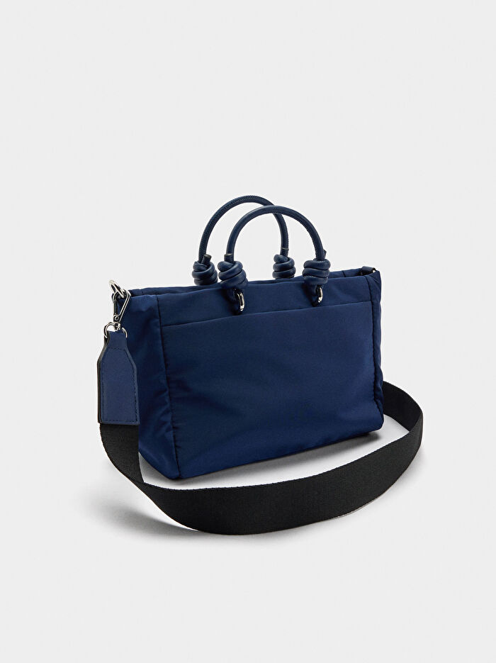 Charm'lı Teknik Kumaş Tote Çanta