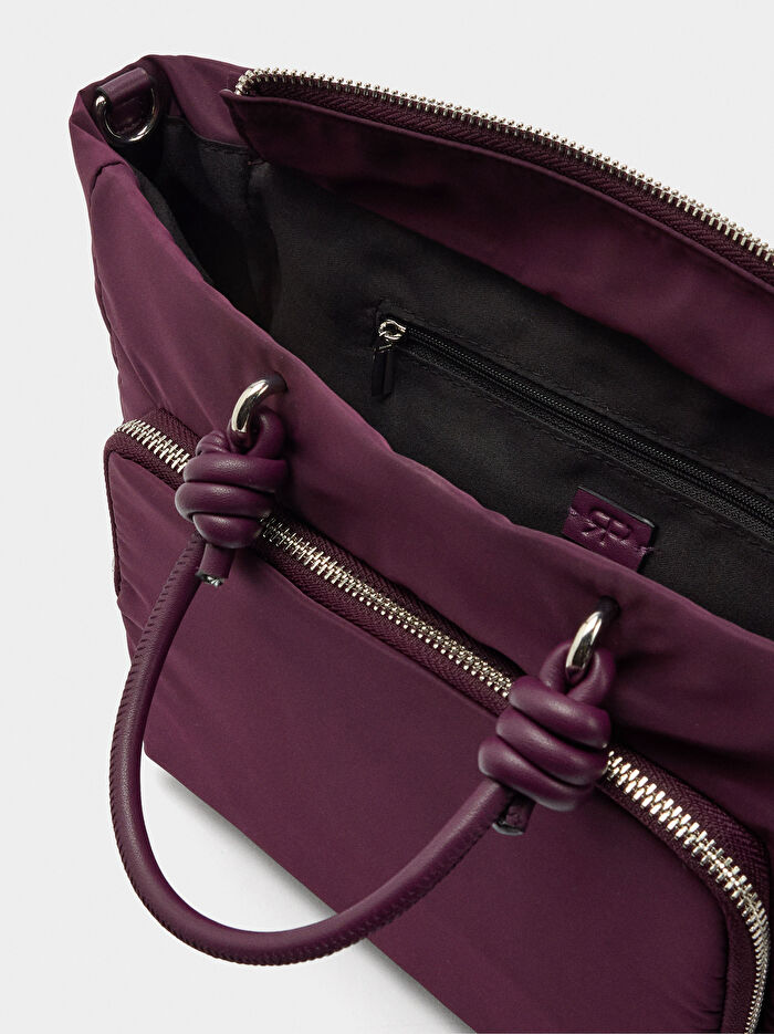 Charmlı Teknik Kumaş Tote Çanta