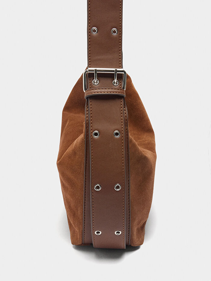 Süet Deri Omuz Çantası M