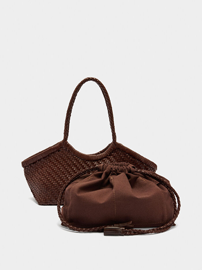 Örgülü Deri Tote Çanta