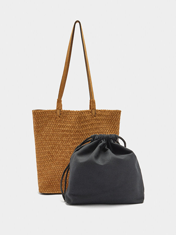 Örgülü Deri Shopper Çanta