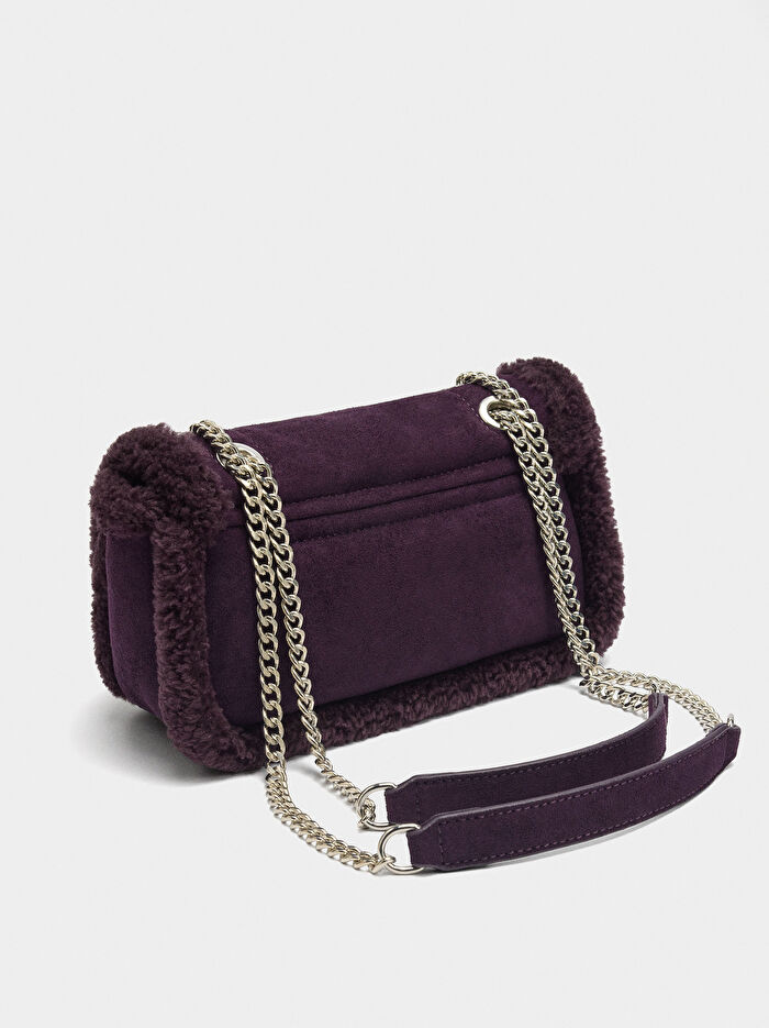 Kenarları Kürk Efektli Parti Çantası