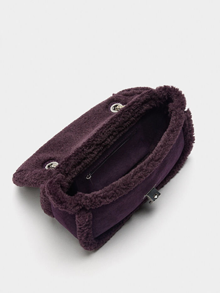 Kenarları Kürk Efektli Parti Çantası