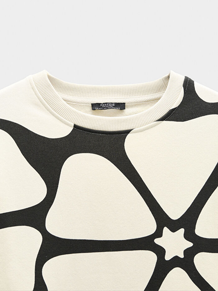 Pamuklu Desenli Sweatshirt
