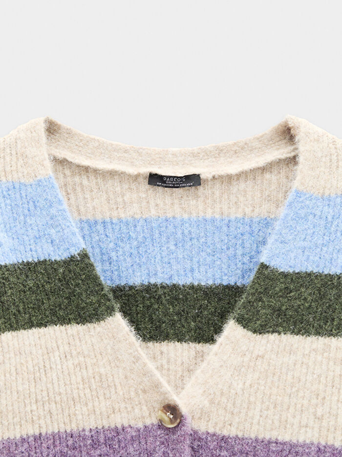 Çizgili Örme Hırka