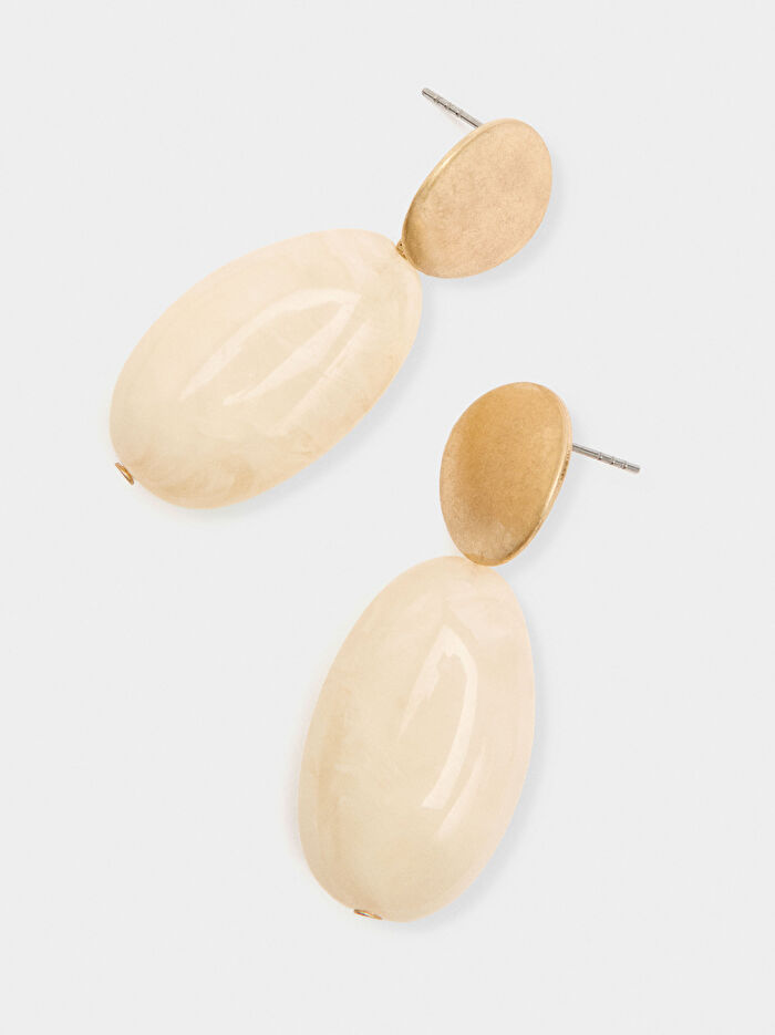 Taş Efektli Uzun Küpe