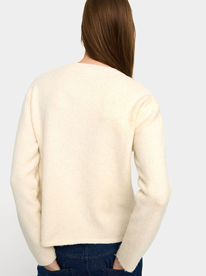 Fırfır Detaylı Örme Hırka