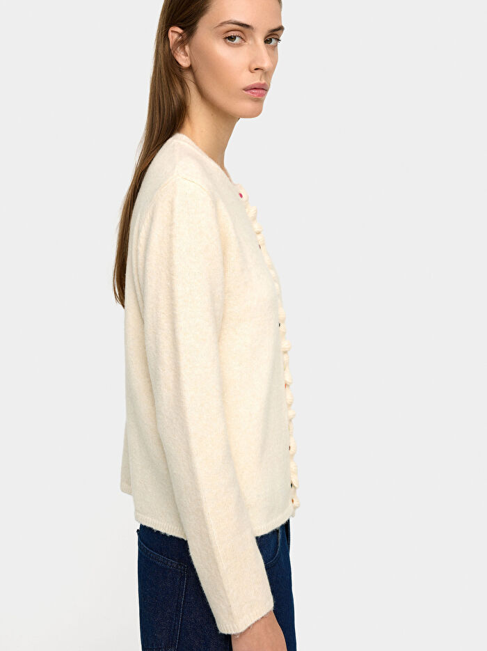 Fırfır Detaylı Örme Hırka