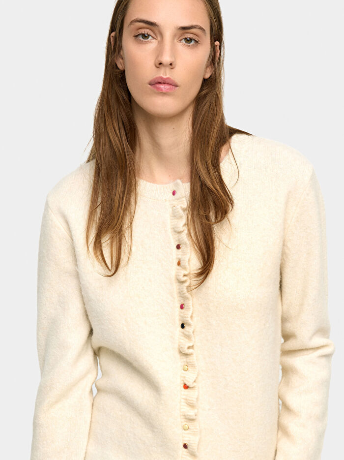 Fırfır Detaylı Örme Hırka