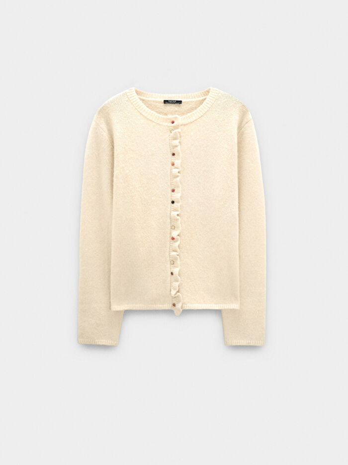 Fırfır Detaylı Örme Hırka