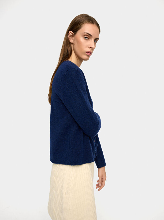 Fırfır Detaylı Örme Hırka