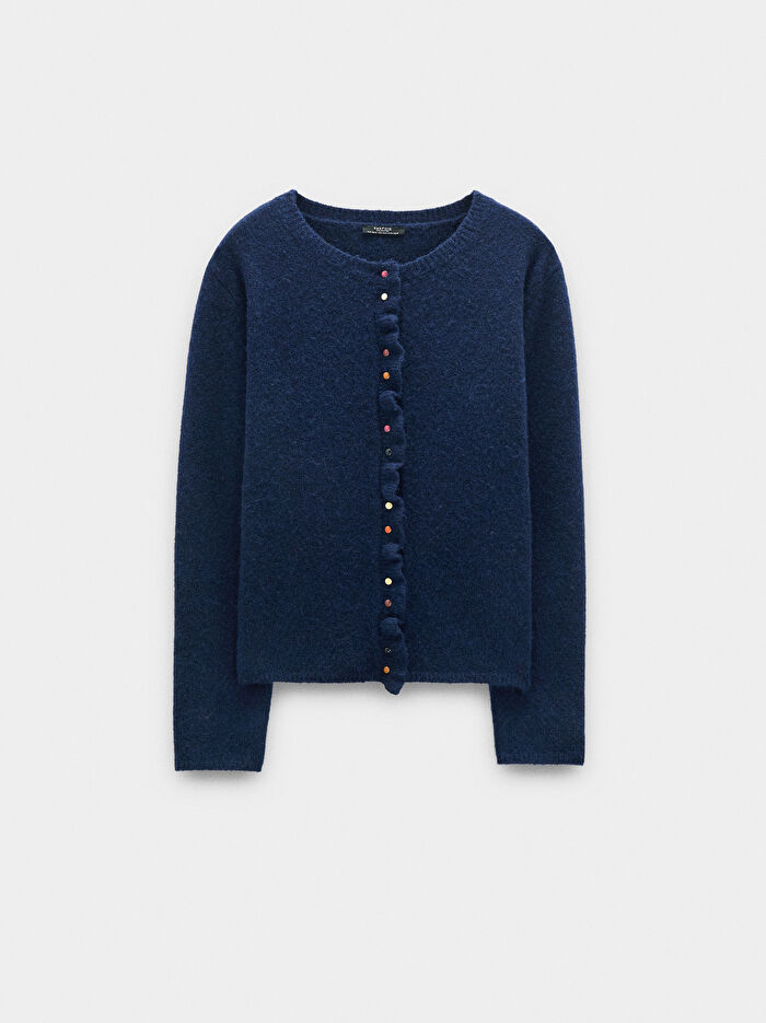 Fırfır Detaylı Örme Hırka