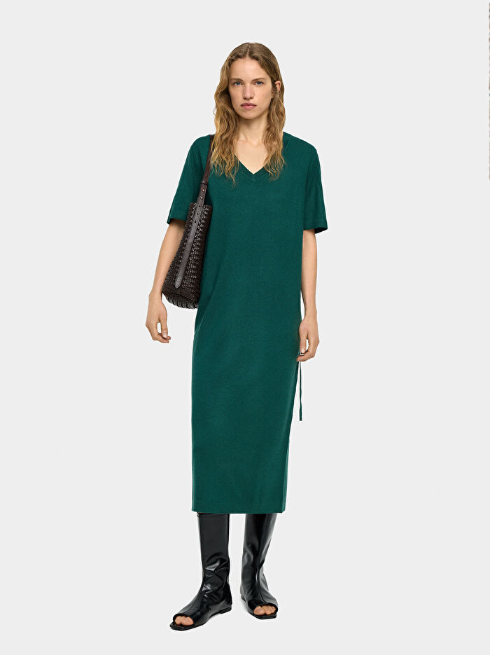 Askılı Midi Örme Elbise