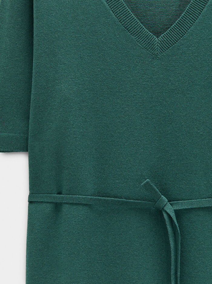 Askılı Midi Örme Elbise