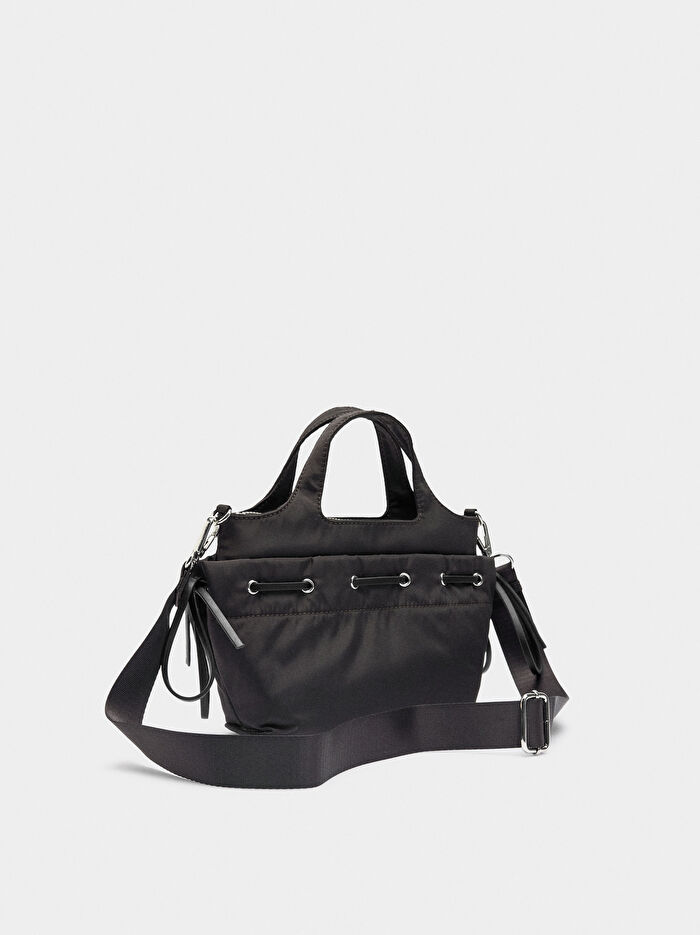 Kordonlu Teknik Kumaş Tote Çanta