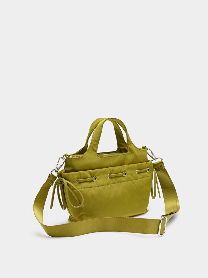 Kordonlu Teknik Kumaş Tote Çanta