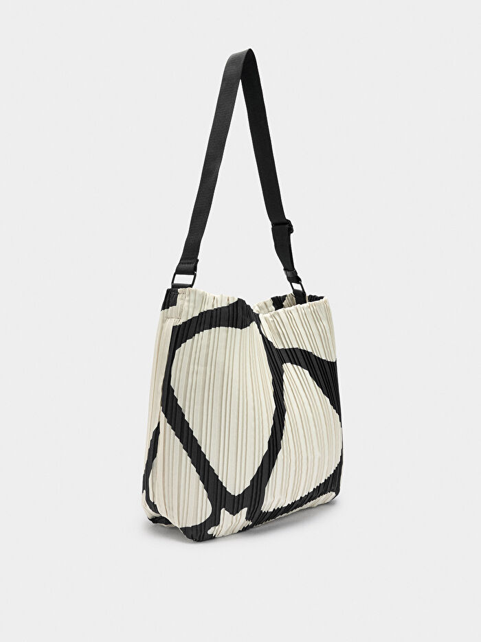 Desenli Teknik Kumaş Omuz Çantası