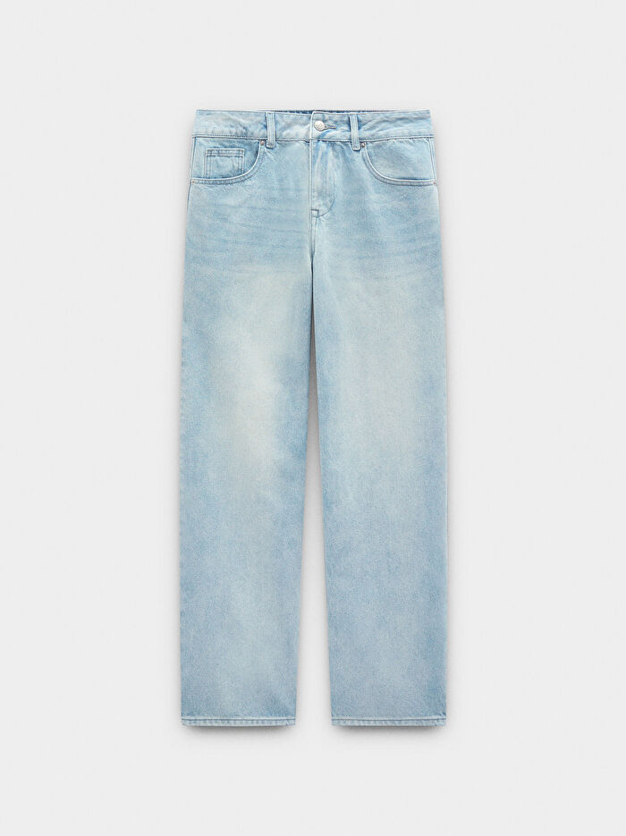 Yıkanmış Efektli Denim Pantolon