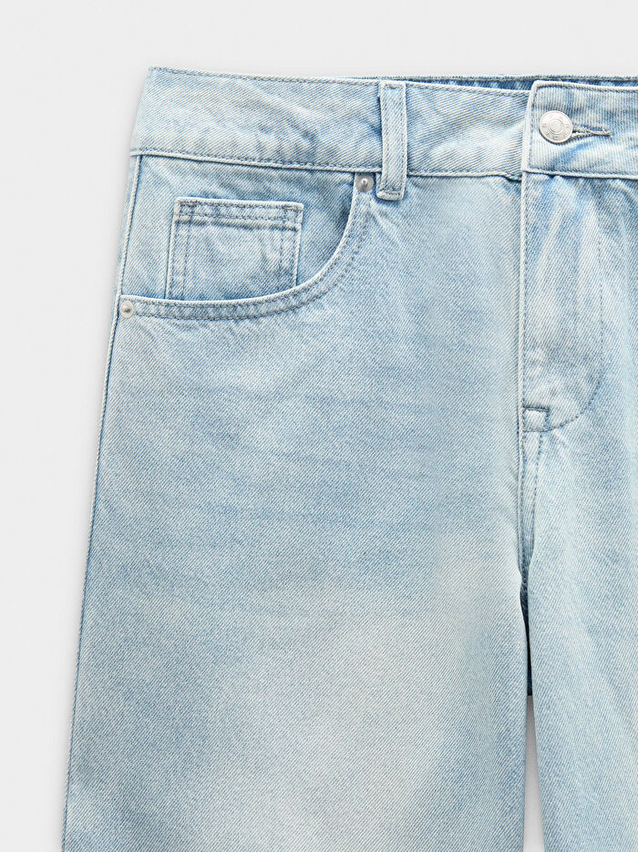 Yıkanmış Efektli Denim Pantolon
