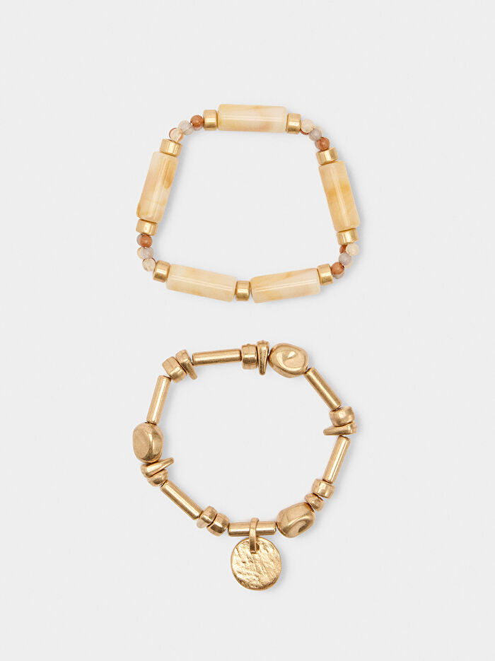 Taş Efektli Elastik Bileklik Seti