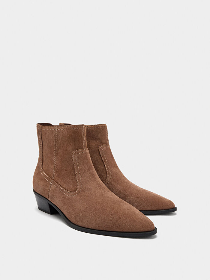 Dikiş Detaylı Süet Deri Bot