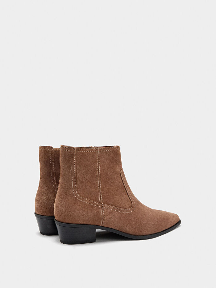 Dikiş Detaylı Süet Deri Bot