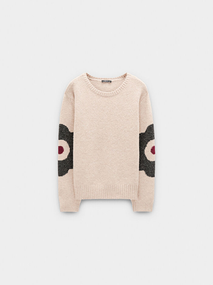 Çiçekli Örme Kazak