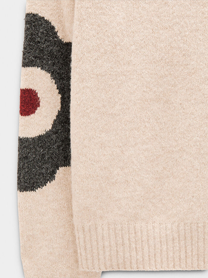 Çiçekli Örme Kazak