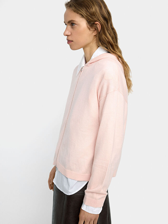 Kapüşonlu Örme Hırka