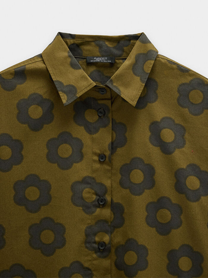 %100 Pamuk Desenli Çiçekli Gömlek