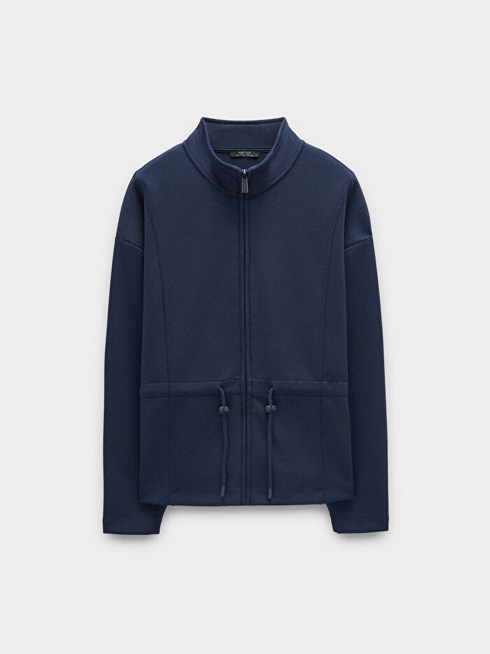 Fermuarlı ve Yüksek Yakalı Sweatshirt
