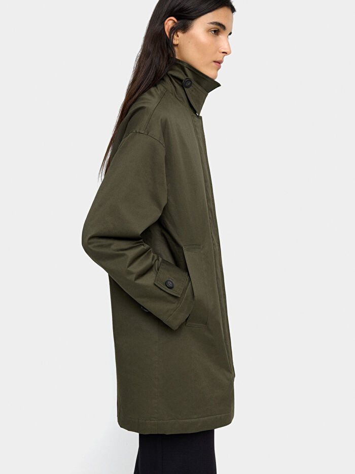 Pamuklu Yüksek Yakalı Trençkot