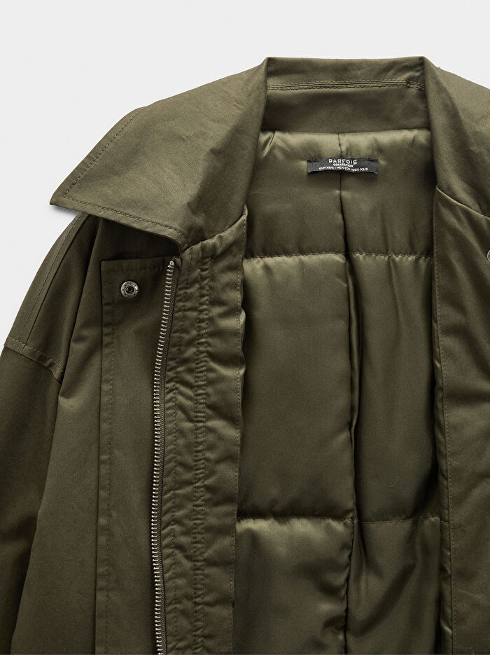 Pamuklu Yüksek Yakalı Trençkot