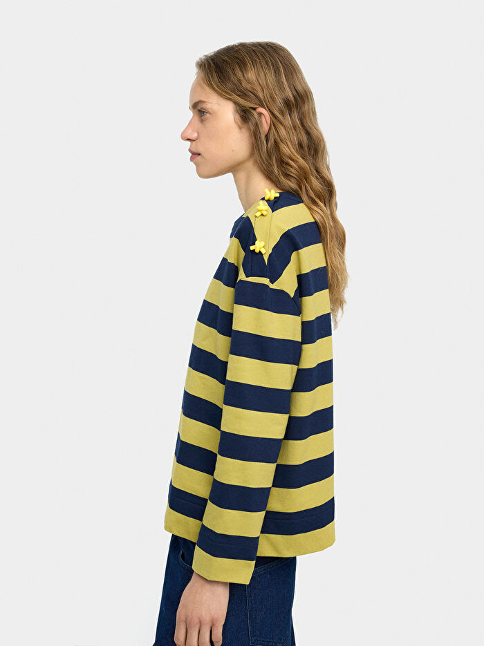 %100 Pamuk Çizgili Sweatshirt