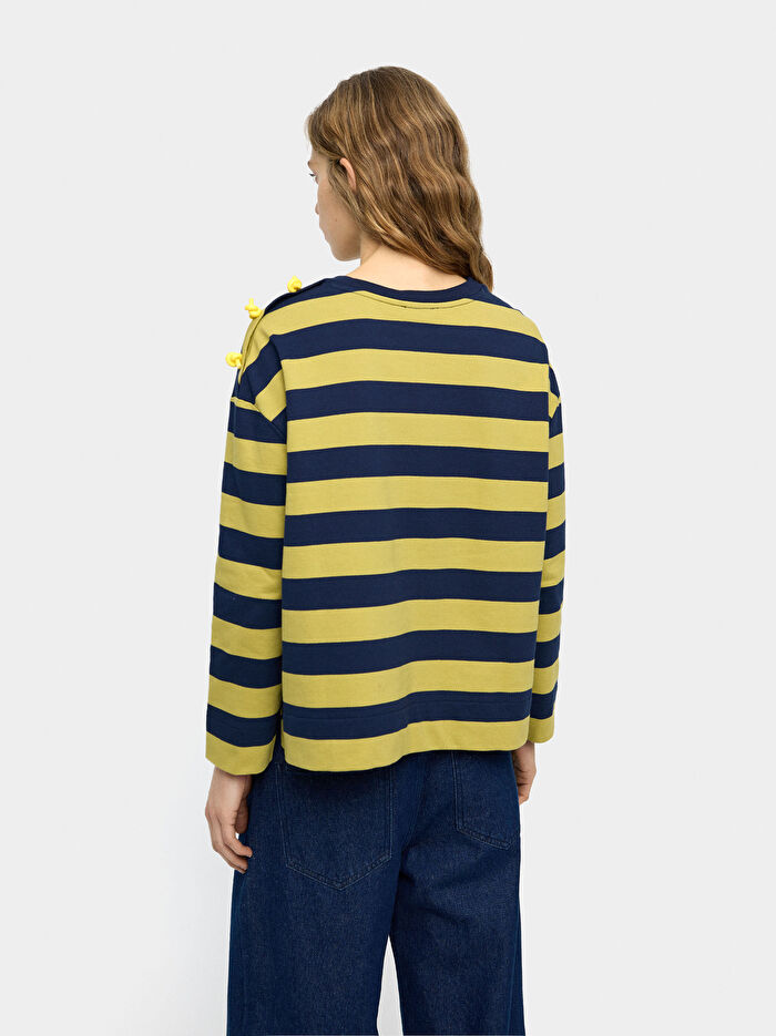 %100 Pamuk Çizgili Sweatshirt