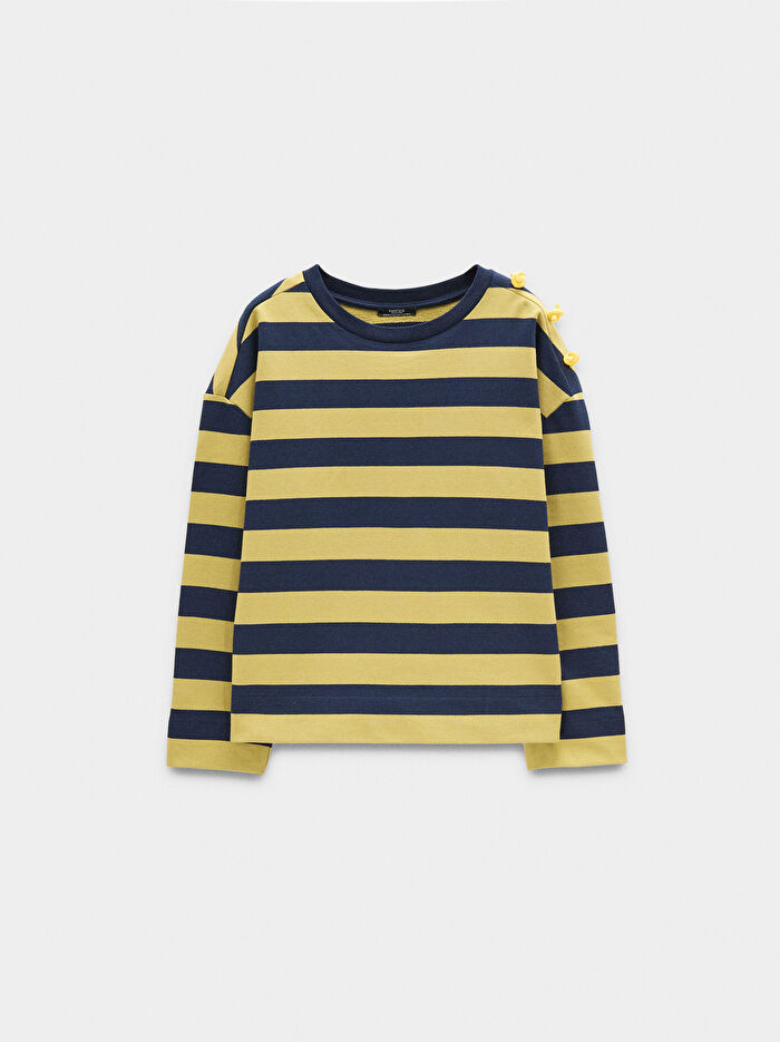 %100 Pamuk Çizgili Sweatshirt
