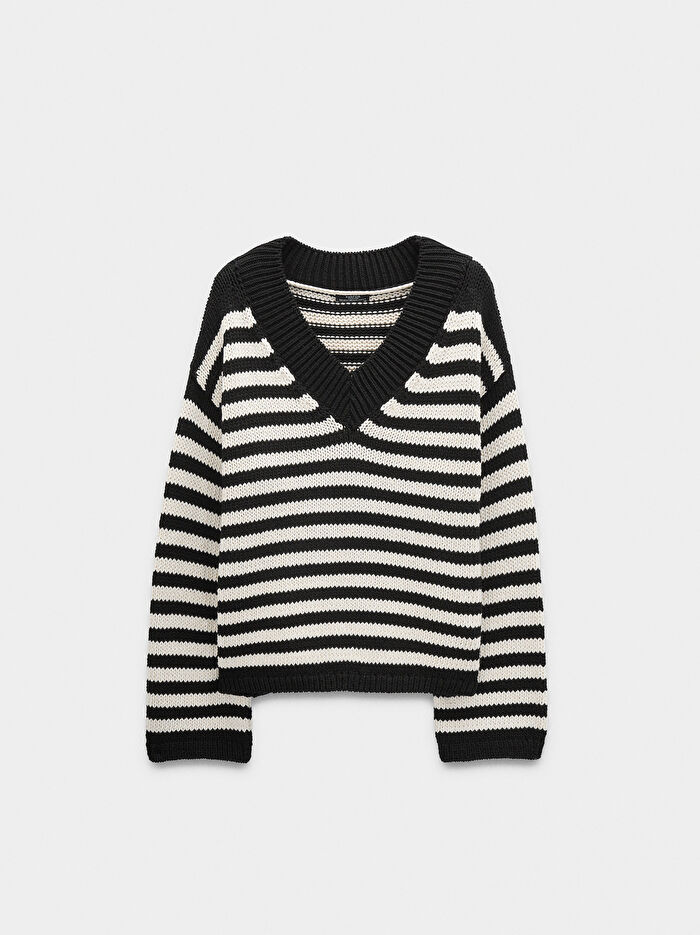 Çizgili Örme Kazak