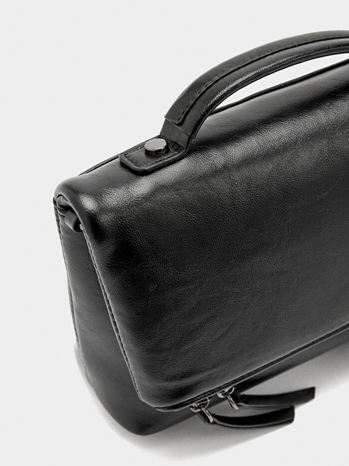 Çatlak Efektli Kapaklı Parti Çantası